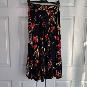 Leith by Anthropologie XS Dark Floral Feminine Palazzo Pants‎ with Flowy Ruffles